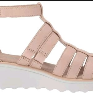 Clarks Women's Shoes Jillian nina Leather Open Toe, Blush Leather, Size 12 M